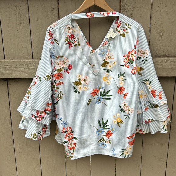 St. Tropez Floral Striped Blouse - Multicolor - Picture 3 of 5